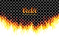 Realistic transparent vector fire flames on transparent background Royalty Free Stock Photo