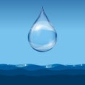 Realistic transparent water drop Royalty Free Stock Photo