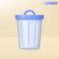 Realistic trash bin icon symbol. garbage or junk, Ecology, environment, Trashcan or dustbin, zero waste, recycling concept. 3D