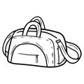 Realistic travel bag with a shoulder strap for clothes, money, isolated on white . Hand drawn vector sketch illustration Royalty Free Stock Photo
