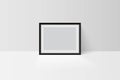 Realistic tree-dimension empty blank black simple frame mockup isolated on light background. Vector horizontal picture Royalty Free Stock Photo