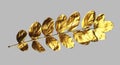 Realistic trendy gold painted leaves for invitation design