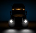 Realistic truck front view at night