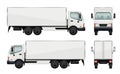 Realistic truck. Vector illustrations transportation of cargo