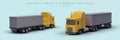 Realistic trucks in different positions. Front and back view Royalty Free Stock Photo