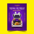 realistic trunk treat vertical poster template vector design