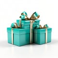 Realistic Turquoise Gift Box With Untied Ribbons And Bow Royalty Free Stock Photo