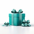 Realistic Turquoise Gift Box With Untied Ribbons And Bow Royalty Free Stock Photo