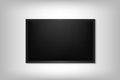 Realistic TV screen. Modern stylish lcd panel, led type. Large computer monitor display mockup. Blank television template. Royalty Free Stock Photo