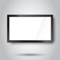 Realistic tv screen vector icon in flat style. Monitor plasma illustration on white background. Tv display business concept