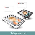 Realistic two phones and flat icons couple in love with dialog speech bubbles Royalty Free Stock Photo