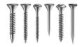 Realistic Types Of Iron Screw And Nail Set Vector Royalty Free Stock Photo