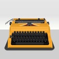 Realistic typewriter on grey