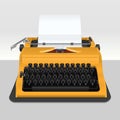 Realistic typewriter with sheet of paper - on grey
