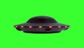 Realistic UFO with RED lights on Green Screen Background. 3d illustration Royalty Free Stock Photo