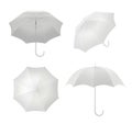 Realistic umbrellas. Rain protection symbol umbrella in various view points vector blank template