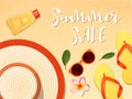 realistic ummer vector background with a set of beach icons for banners, cards, flyers, social media wallpapers, etc.