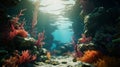 Realistic Underwater Adventure: Coral-covered Undersea In Vibrant Red And Teal