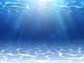 Realistic underwater design with ripple and waves. Underwater background with sunshine. Water surface. Vector