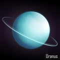 Realistic Uranus planet Isolated on dark background. Vector