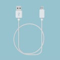 Realistic usb cable for device connection vector Royalty Free Stock Photo