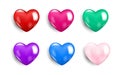 Realistic Valentine heart icon collection in different color, Symbol of love icon 3d style modern design isolated on white blank b Royalty Free Stock Photo