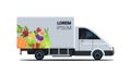 Realistic van with organic vegetables natural vegan farm food delivery service vehicle with fresh veggies horizontal Royalty Free Stock Photo