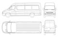 Realistic Van template in outline. Isolated passenger mini bus for corporate identity and advertising.