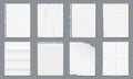 Realistic various paper blank sheets isolated on grey background Royalty Free Stock Photo