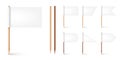 Realistic various toothpick flags. Wooden toothpicks with white paper flag. Location mark, map pointer. Blank mockup for