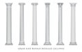 Realistic vector ancient greek rome column capitals set.