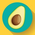 Realistic vector avocado icon illustration. Cut avocado icon flat. Royalty Free Stock Photo