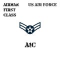 Realistic vector badge of the armband of the chevron of the Airman First Class of the US Air Force