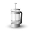 Realistic vector of beautiful steel and glass french press coffee maker
