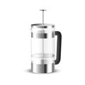 Realistic vector of beautiful steel and glass french press coffee maker