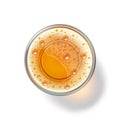 Realistic vector beer in glass top view, foamy light beer Royalty Free Stock Photo