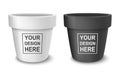 Realistic vector black and white empty flower pot set. Closeup isolated on white background. Design template for Royalty Free Stock Photo