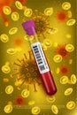 Realistic vector blood test tube coronavirus