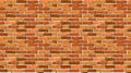 Realistic Vector brick wall horizontal background. Flat grunge wall texture. Red textured brickwork for print, design, decor, Royalty Free Stock Photo