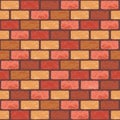 Realistic Vector brick wall seamless pattern. Flat red, brown and yellow wall texture. Simple grunge stone, textured Royalty Free Stock Photo