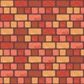 Realistic Vector brick wall seamless pattern. Flat red and yellow wall texture. Simple grunge English brick bond Royalty Free Stock Photo