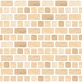 Realistic Vector brick wall seamless pattern. Flat yellow wall texture. Simple grunge English brick bond, textured light Royalty Free Stock Photo