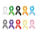 Realistic vector of cancer with different colors. Blue, yellow, red, pink, white, orange, green