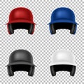 Realistic vector classic baseball helmet set. . Design template in front view. EPS10.