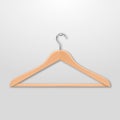 Realistic vector clothes coat wooden hanger close up