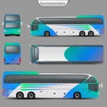 Vector realistic coach bus mockup back, top view Royalty Free Stock Photo