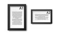 Realistic vector collection picture frames in black. For presentation mock up, isolated on white background