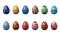 Realistic vector color Easter eggs set with different patterns Royalty Free Stock Photo