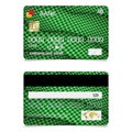 Realistic vector Credit Card two sides, green. Shopping discount plastic card. Vector Illustration, design for bank Royalty Free Stock Photo