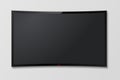 Realistic vector curved TV screen, modern blank mock-up lcd, television, Smart LED TV hanging on the wall on isolated